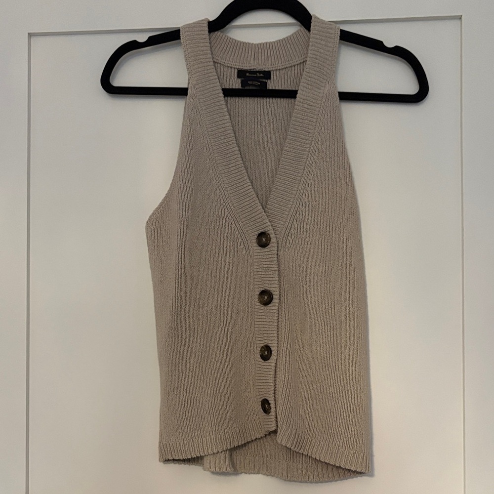 Massimo Dutti Taupe Knit Vest